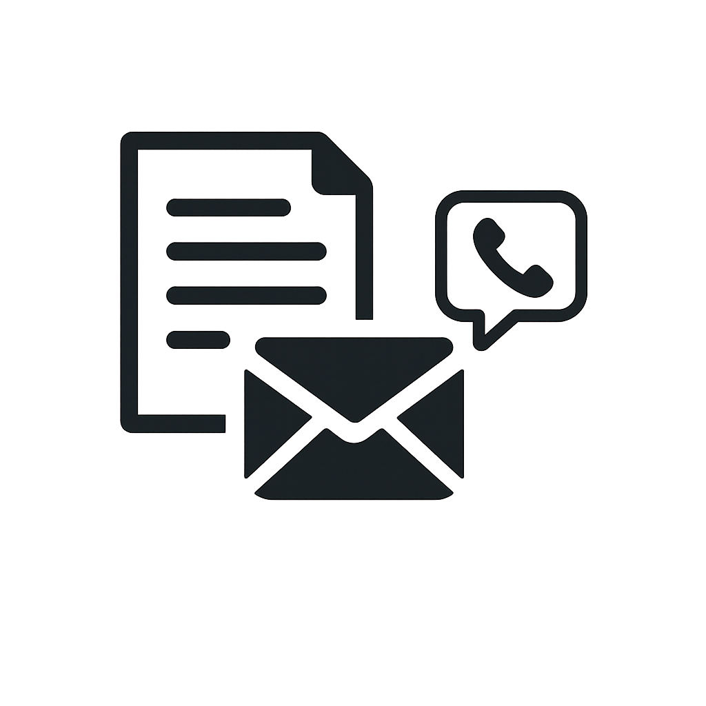 Paperwork, phone and admin support icon
